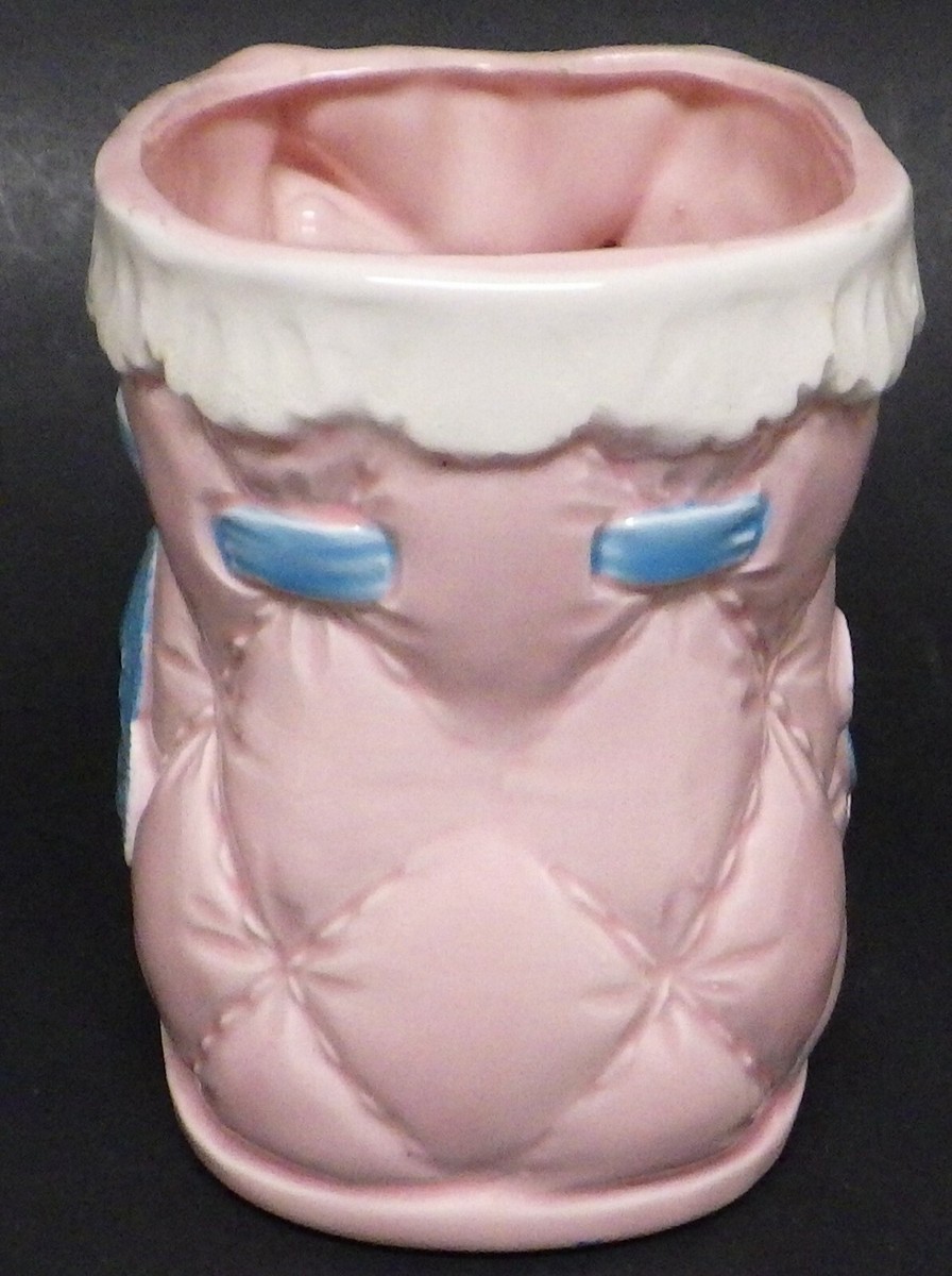 マネッティア苗 Nursery PLANTER Ceramic CMC Japan Baby Bootie Bootee Pink Quilted