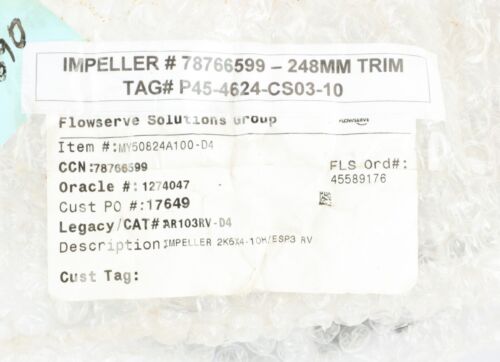 Flowserve MY50824A100 8.5" Pump Impeller, Durco 6x4-10H, AR103RV - Picture 7 of 7