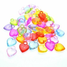 80 Mixed Color Transparent Acrylic Heart Charm Pendants 19X18mm Kids Crafts
