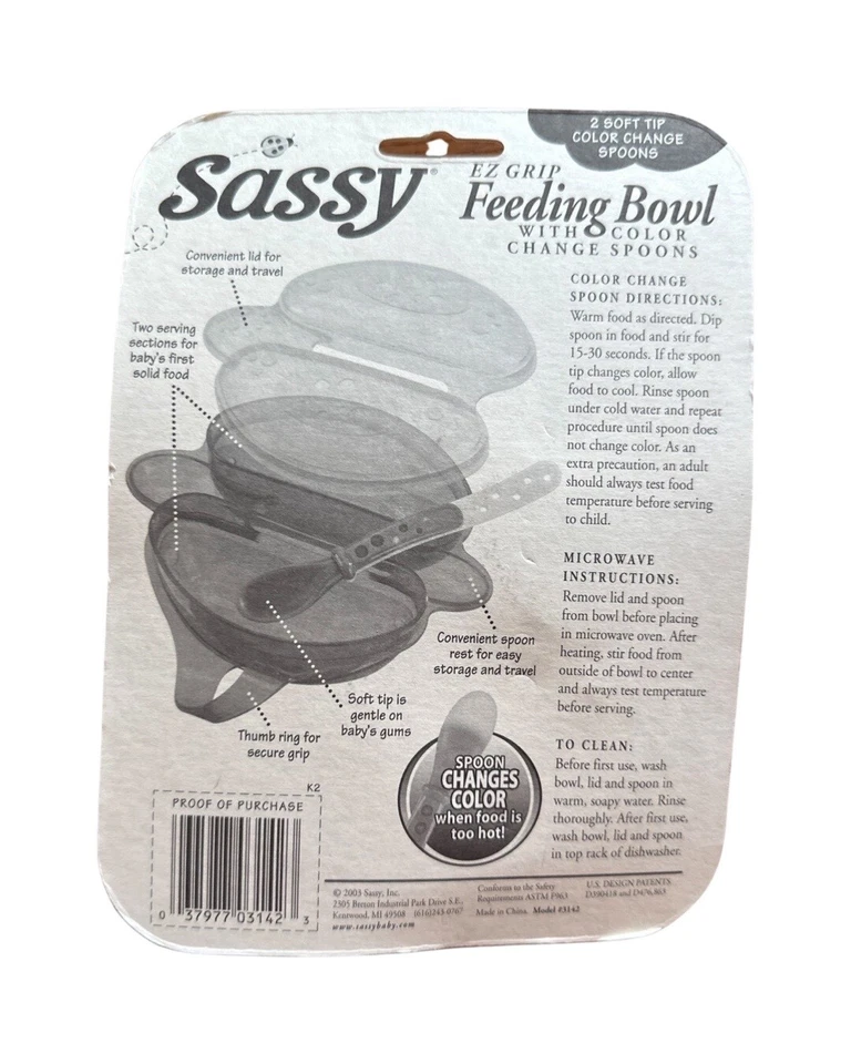 Sassy EX захват кормления чаша новый запечатанный изменить цвет ложки - Изображение 2 из 2