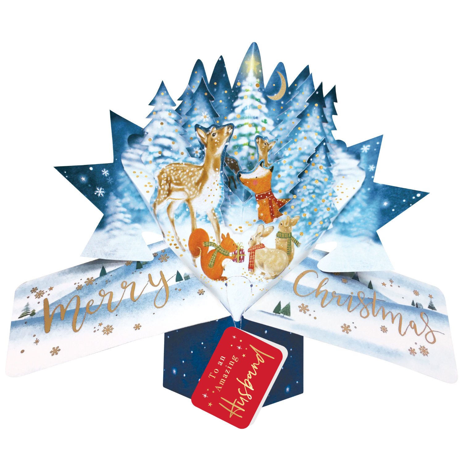 Husband Christmas Card 3D Woodland Animals Pop Up Christmas Card Xmas Cards