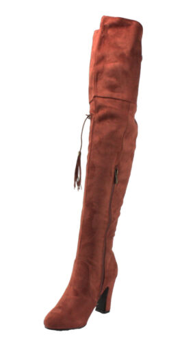 Bellamarie Adam-10 Faux Suede Over the Knee Chunky High Heel Dress Boots - 第 3/14 張圖片
