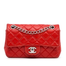 Chanel New Mini Rectangular Classic Lambskin Single Flap Women Red One Size