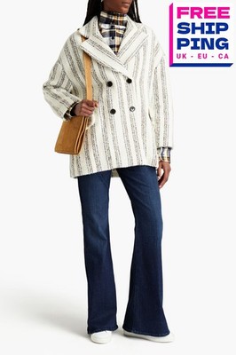 UVP 440  BA&SH Boucle Oversized Kurzmantel Gr. 2 M Alpaka & Wollmischung gestreift