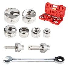 Manual Knockout Hole Punch Driver Kit 1/2 to 2 inch Electrical Conduit Hole C...