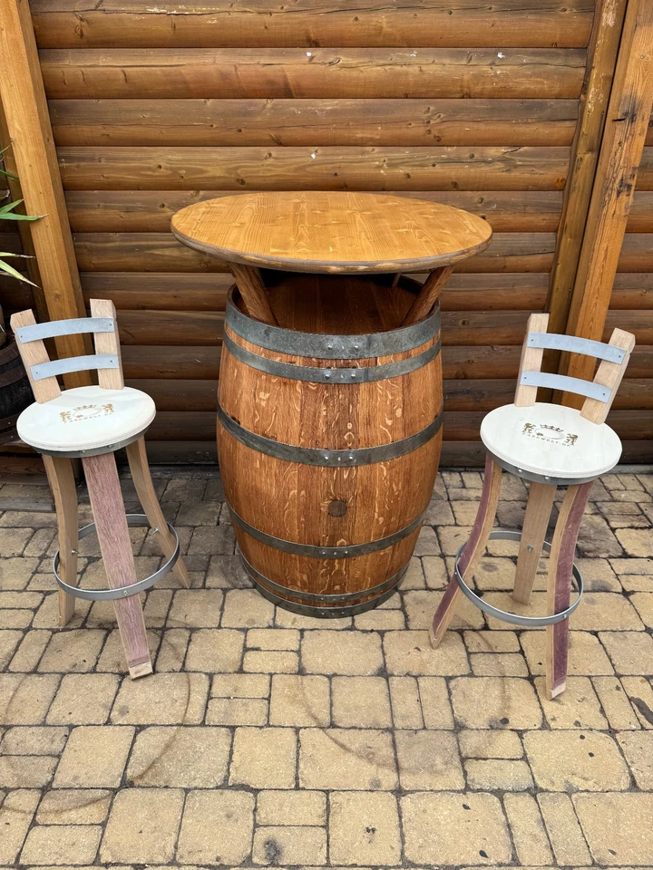 TOP NEU FASS BARHOCKER M11 TRESENHOCKER WEINFAß EICHENFASS STEHTISCHHOCKER Stuhl - Bild 3 von 3