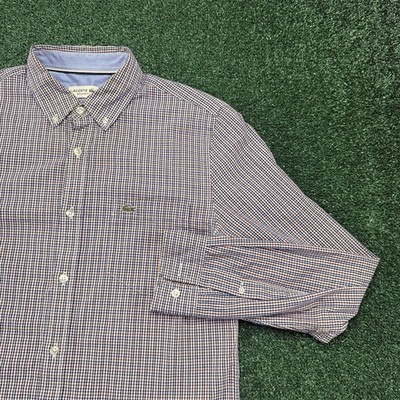 Lacoste Regular Fit Men's Long Sleeve Button Shirt Size Small FR 38 Plaid