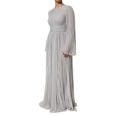 grey pleated maxi dress Dolce & Gabbana Long Sleeve Silk Blend Gown Events-Casual