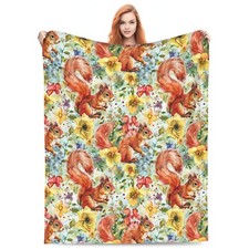 Squirrel Animal Lovers Cozy Soft Warm Plush Fleece Throw Blanket 50x60 Inch