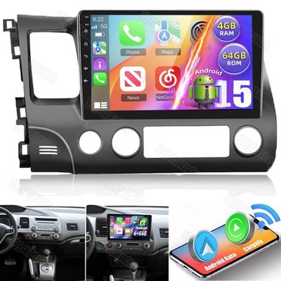 For Honda Civic 2006-2011 Apple CarPlay Android 15 Car Stereo Radio GPS WiFi RDS