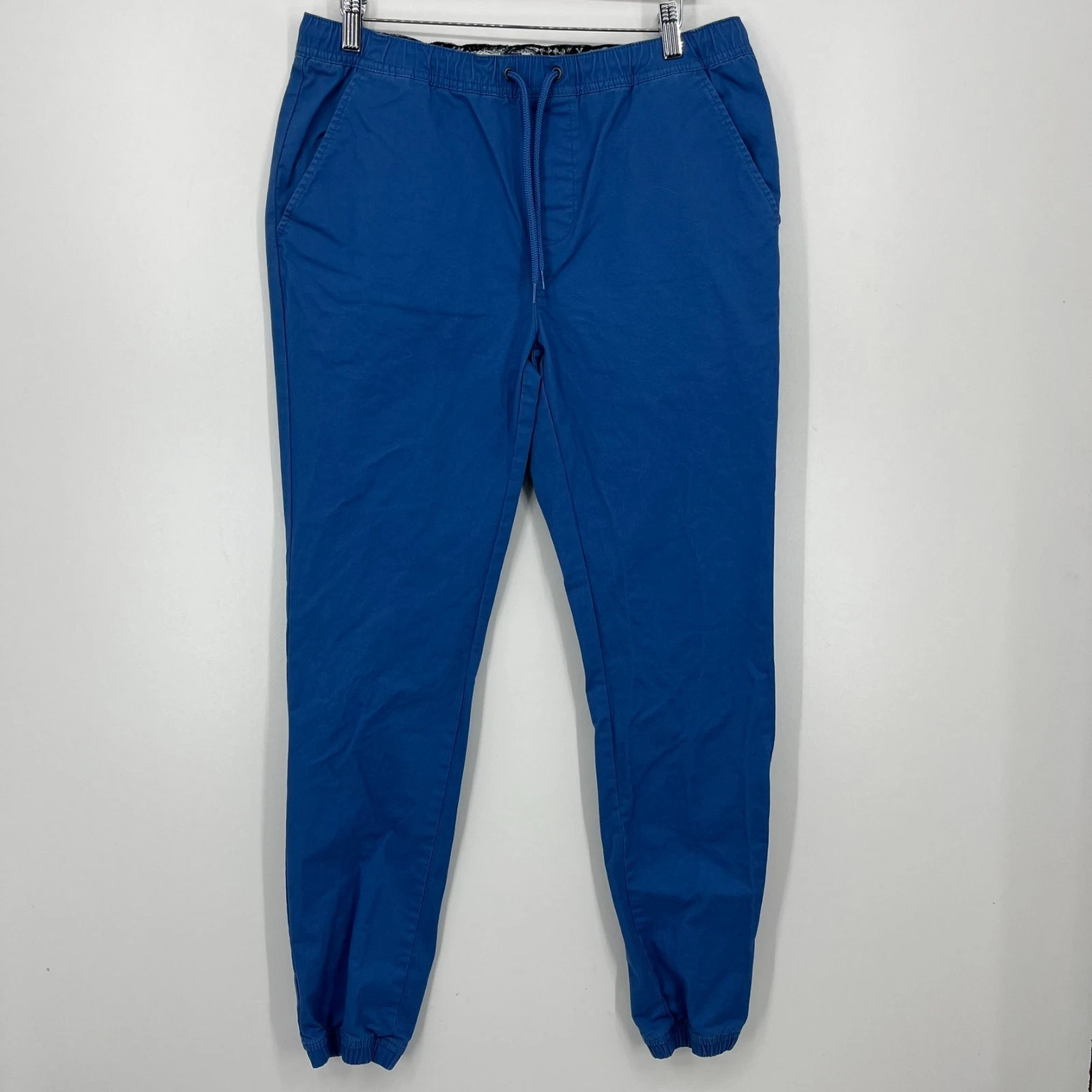 Roebuck & Co Chino Pants Men's Size 34 Blue Tapered Stretch Drawstring Stretch