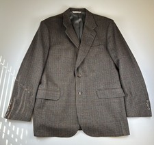 Stafford Blazer Men's Brown Plaid Wool Sport Coat Jacket Tailored USA Classic