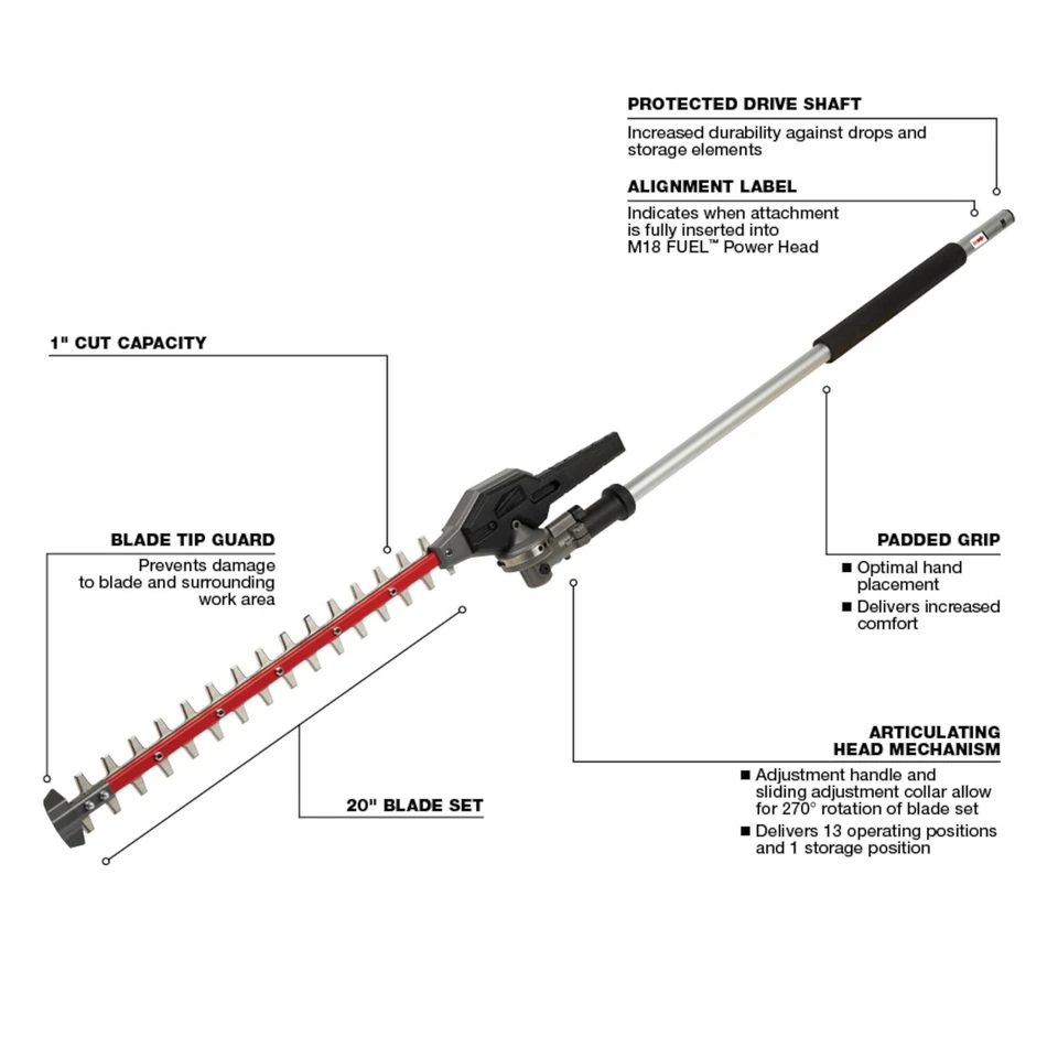 Accesorio para cortasetos articulado Milwaukee M18 FUEL QUIK-LOK, modelo # Foto 4 de 4
