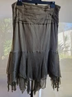 VANILIA NETHERLANDS OLIVE GREEN SIZE 42 SILK  ASYMMETRIC HEMS SKIRT FULLY LINED