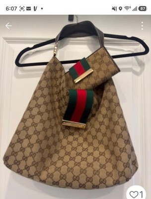 Gucci Classic GG  Monogram Hobo and Wallet Set. Authenticated