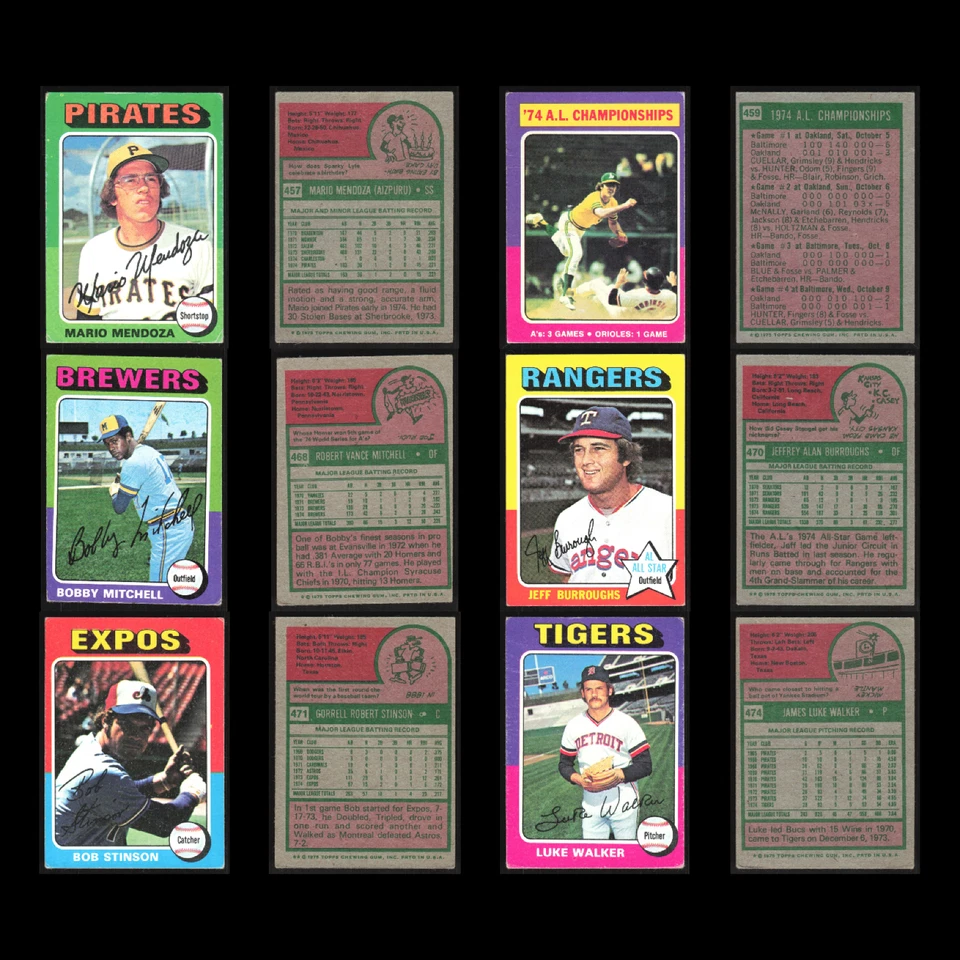 Lote de 50 tarjetas de béisbol vintage Topps 1975 en muy buen estado conjunto MLB colección de distribuidor a granel Foto 3 de 4