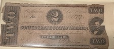 Confederate States of America 2$Note December 2nd 1862 Civil War