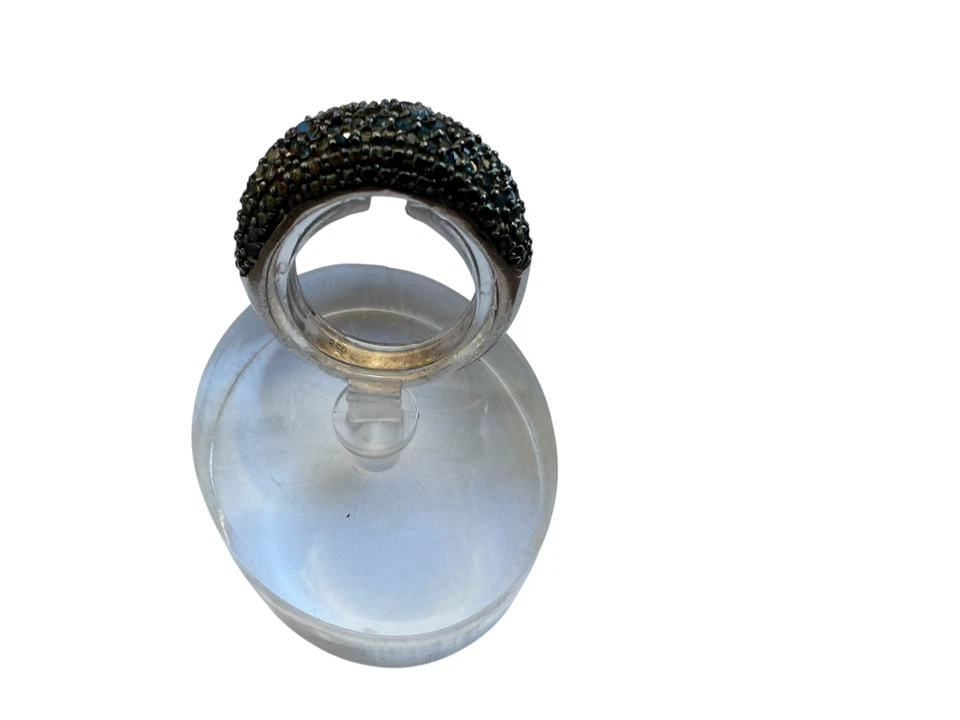 Banda pavé de diamantes azules en plata de ley para mujer talla 7 Foto 4 de 4