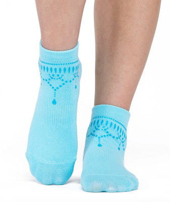 NWT Arebesk Anklet Grip Sock - Turquoise Blue Non-Slip Pilates, Yoga Sock Sz S/M