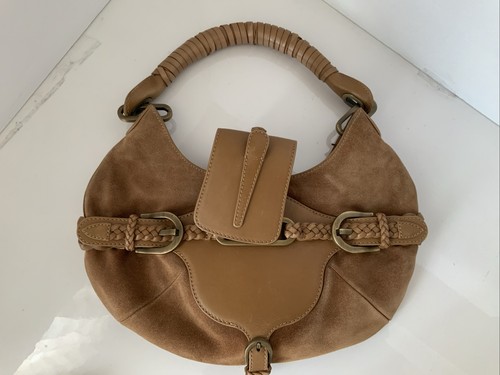 Jimmy Choo Tulita Hobo Bag Brown Suede Leather Braided, Made In Italy