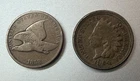 Lot of 2 Coins 1858 Flying Eagle Cent and 1864 Indian Head Cent Penny  VF