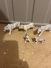 Schleich White Tiger Family Figure Lot Adult Tigers Cubs Safari Animal Set