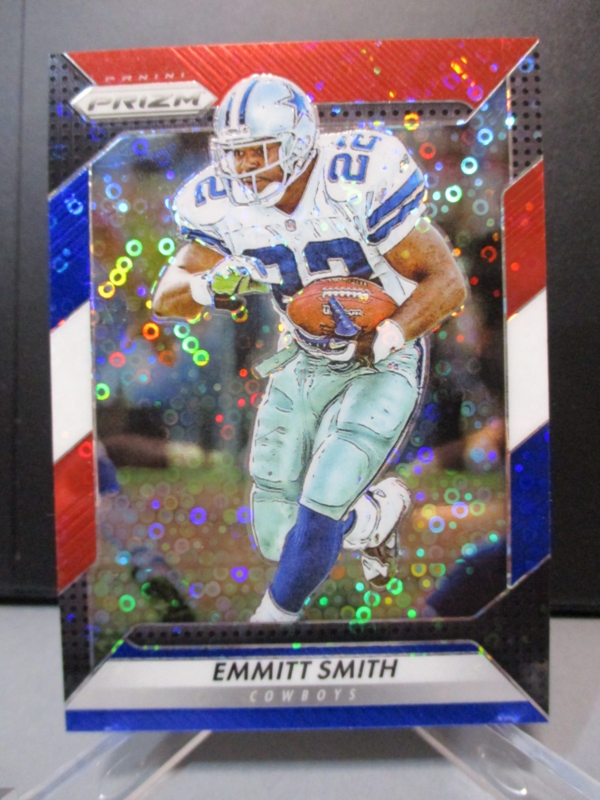 Emmitt Smith 2016 Panini Prizm #185 Red White & Blue Disco Prizm - Cowboys