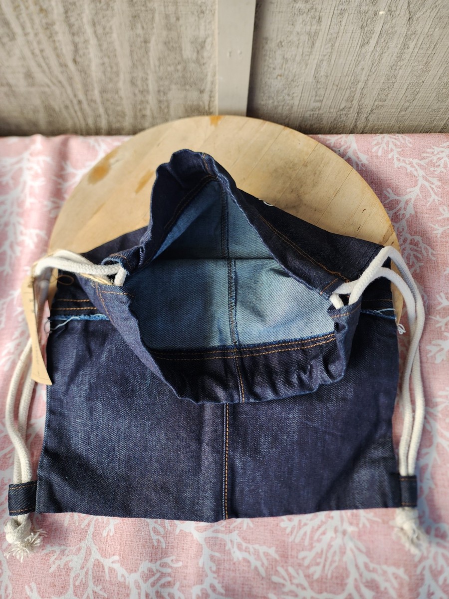Levis Denim Upcycled Drawstring Back Pack Tote Bag Rare | eBay