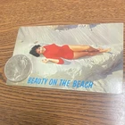 Vintage Bikini Bathing Beauty Pinup Postcard with 1922 Silver U.S. Peace Dollar