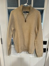 Vintage Polo Ralph Lauren 1/4 Zip Sweater Men's M 100 Lambs Wool Flawless 