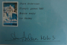 Sture Andersson,  Eishockey Autogrammkarte, Schweden, Bronzemedaille 1980