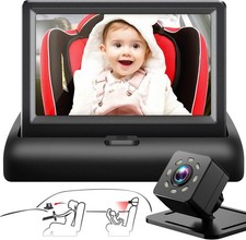 Baby Car Mirror with 4.3 Inch HD Night Vision Display, Safety Rear Seat Camera