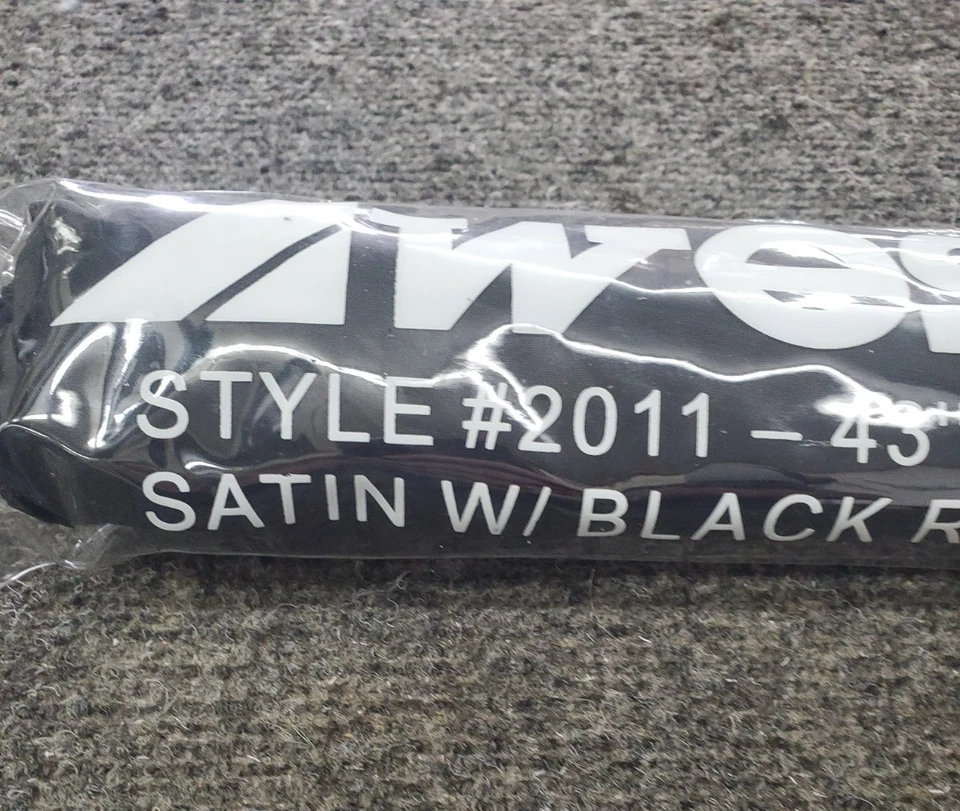 WESTCOTT 2011-43" Collapsible White Satin Umbrella w/Black Removeable Cover - Image 2 of 4