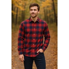 Chubbies The Slumberjack Flannel Shirt Men’s M Red Navy Plaid Long Sleeve NWT