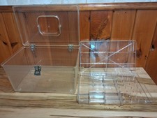Vintage Clear Acrylic Sewing Box w/ 2 Inserts...