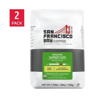 San Francisco Bay Coffee Organic Rainforest Blend Ground 28oz, 2-pack, Roasted
