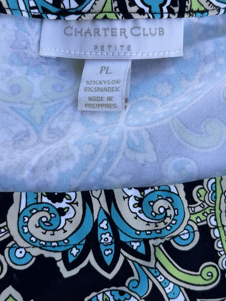 Vestido Charter Club para mujer talla PL pequeño grande verde azul cachemira manga gorra Foto 3 de 4