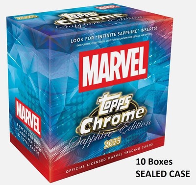 Worldwide 2025 Topps Chrome Sapphire Marvel Hobby Box Case (10x Box)