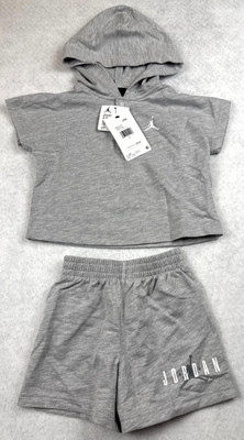 Jordan Baby 2 Piece Hooded Short Set 2T Gray Jumpman Outfit NWT