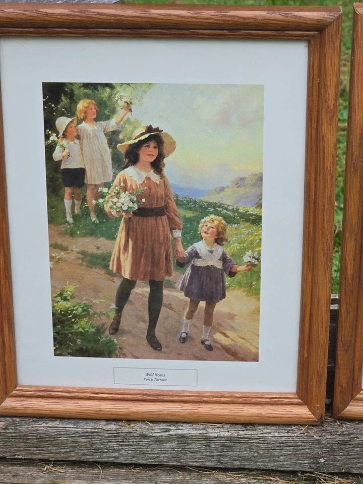 Impresiones artísticas vintage de Percy Tarrant escuchando a la alondra y rosas salvajes pájaros enmarcados Foto 3 de 4