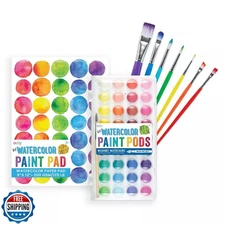 Ooly Lil' Watercolor Complete Bundle: 36 Color Pods, Set of 7 Easy Dry Extra 