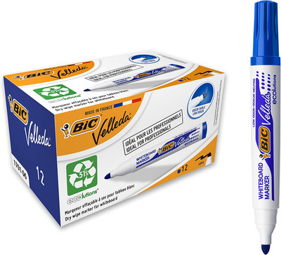 Velleda 1701 Ecolutions Whiteboard Pens, Blue - Box of 12 - Dry Erase Pens for W