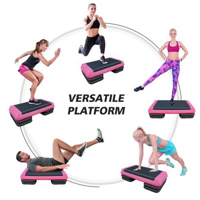 Adjustable Workout Aerobic Stepper in Fitness & Exercise Step Platform Trainer