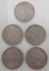 LOT OF 5 1880 MORGAN SILVER DOLLAR 1923S & 1924 PEACE SILVER DOLLAR 90% Silver