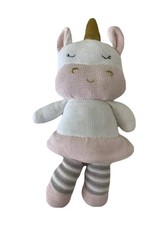 The Unicorn Kenzie Knitted Plush Plushie Toy Stuffed Rattle 15" Living Textiles