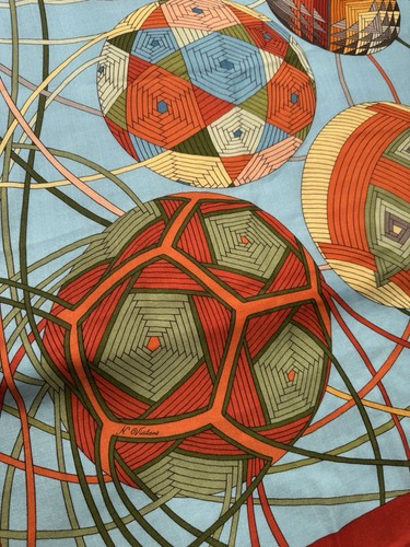 Seltenes Hermes Bleu "L'Art Du Temari" von Nathalie Vialaras Kaschmir Seide Schal 140 - Bild 10 von 16