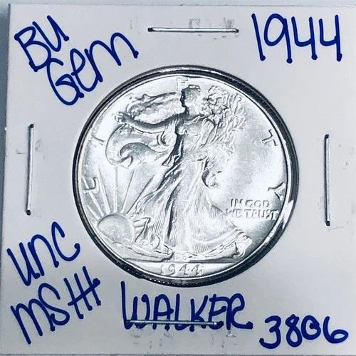 1944 BU UNCIRCULATED WALKING LIBERTY SILVER HALF DOLLAR AUTHENTIC U.S. MINT 3806