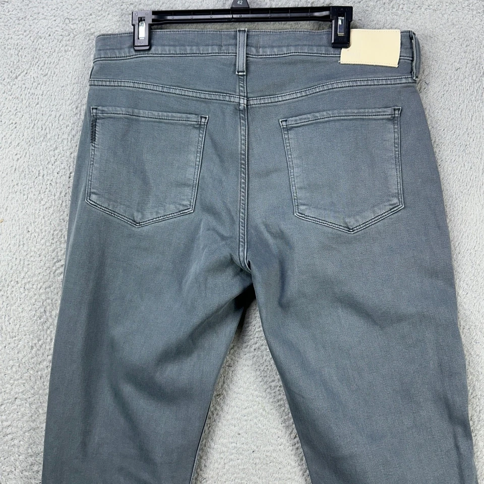 Pantalones de mezclilla elásticos Paige Federal para hombre de pierna recta 34 azul lavado 5 bolsillos Foto 2 de 4