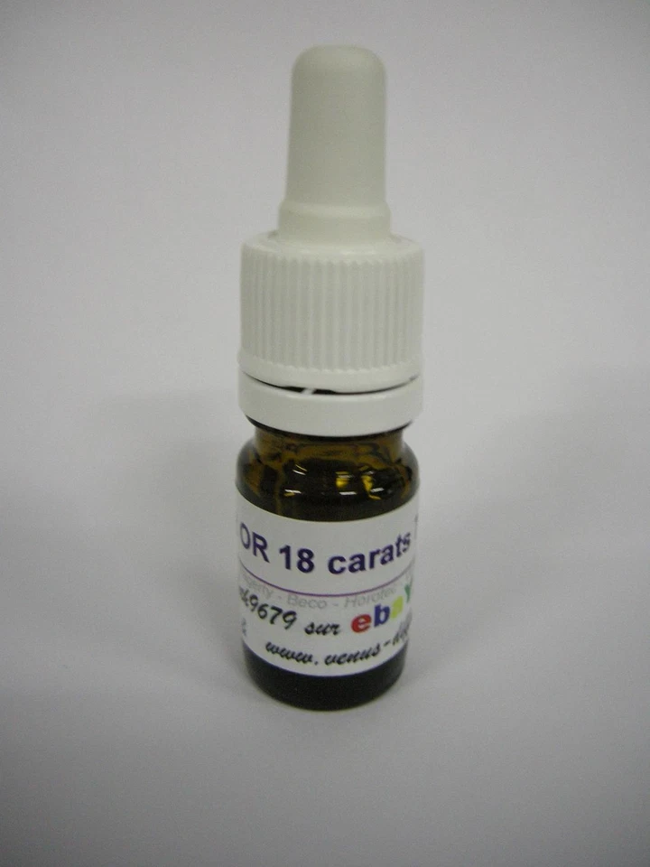 réactif à tester l'or 18 carats 750/1000-ème en flacon pipette en verre