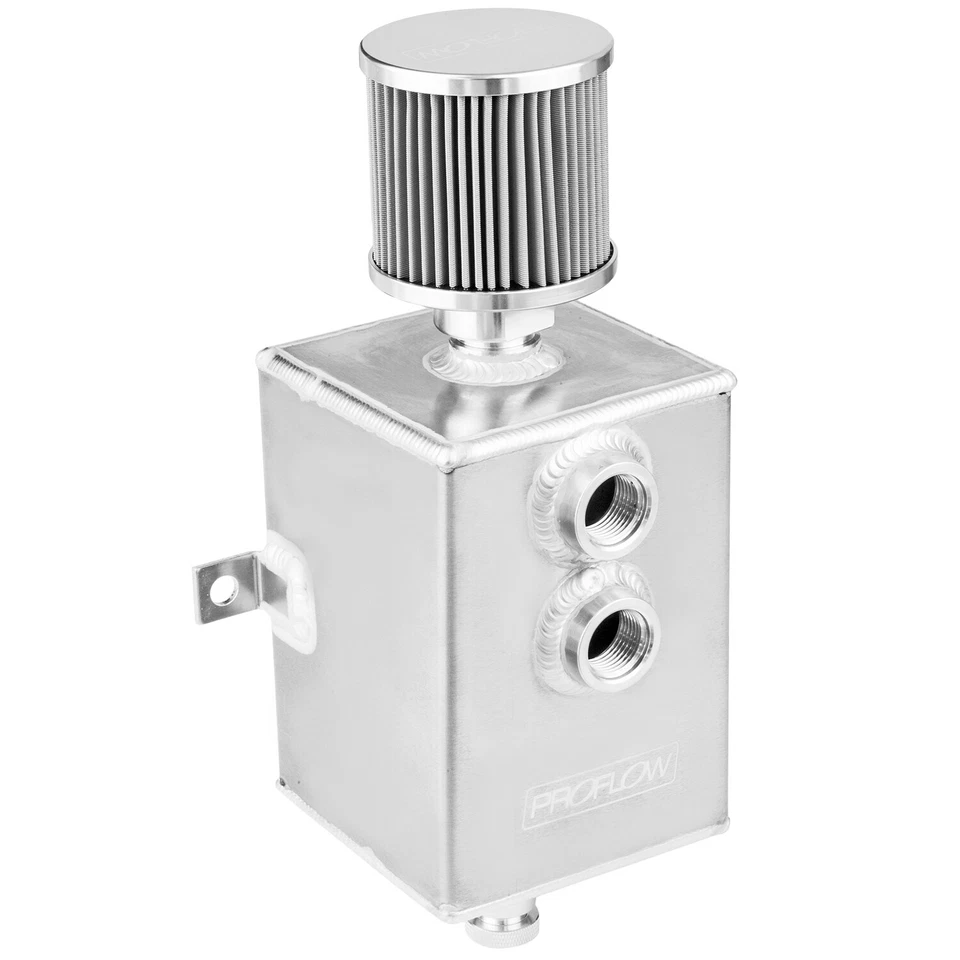 Proflow Oil Breather 1 Lt Tank Catch Can Square Aluminium Natural Filtered Breat